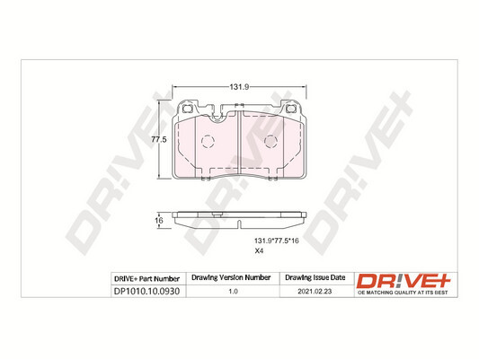 DR!VE+ Bremseklodser dp1010100930 foraksel for VW AUDI PORSCHE
