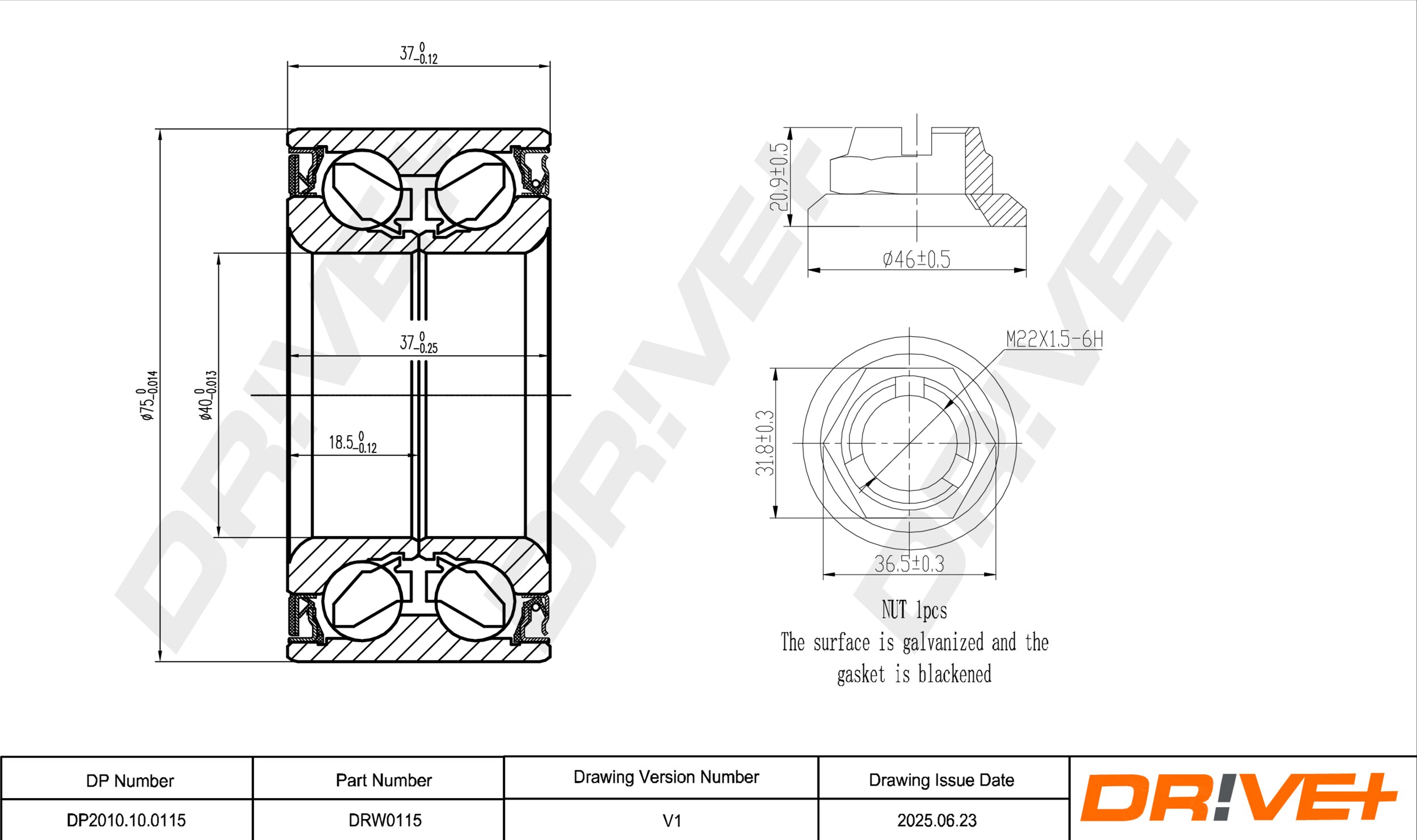 DR!VE+ Hjullejesæt dp2010100115 foraksel for FORD JAGUAR FORD (CHANGAN)