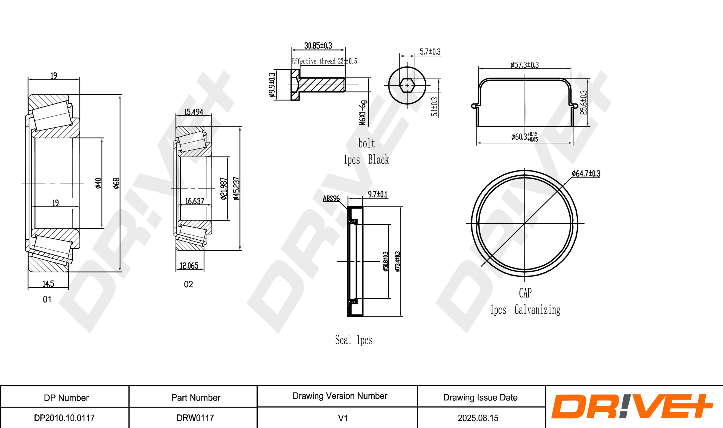 DR!VE+ Hjullejesæt dp2010100117 foraksel for ASTON MARTIN MERCEDES-BENZ BMW CHRYSLER FORD ROVER TOYOTA VW