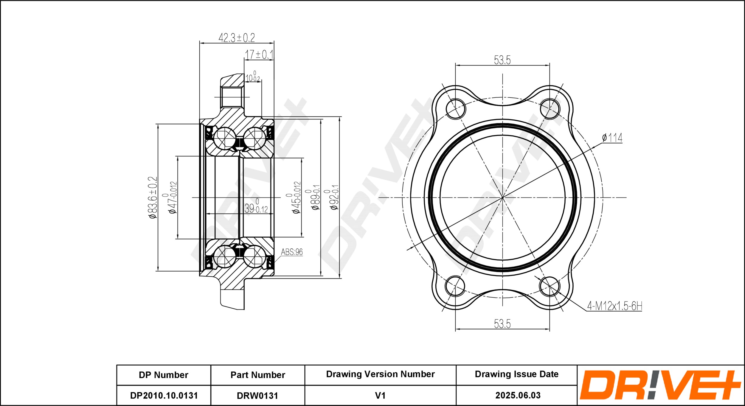 DR!VE+ Hjullejesæt dp2010100131 foraksel for AUDI VW AUDI (FAW)