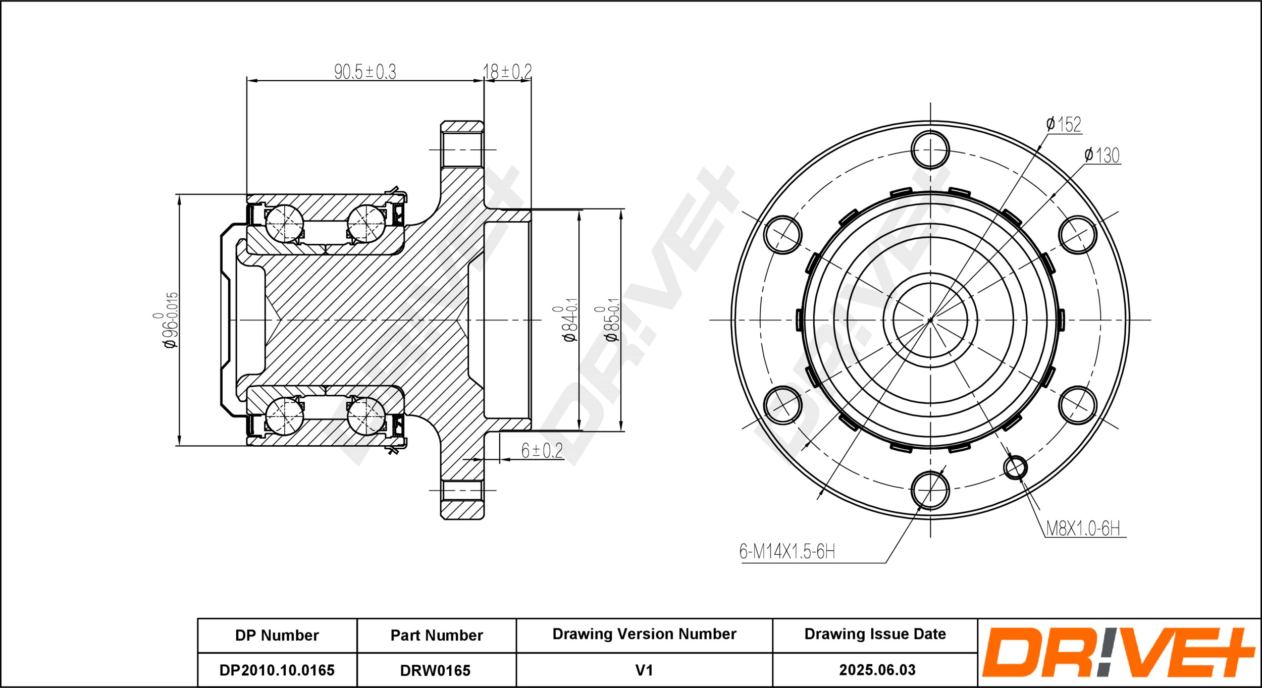 DR!VE+ Hjullejesæt dp2010100165 foraksel for MERCEDES-BENZ VW