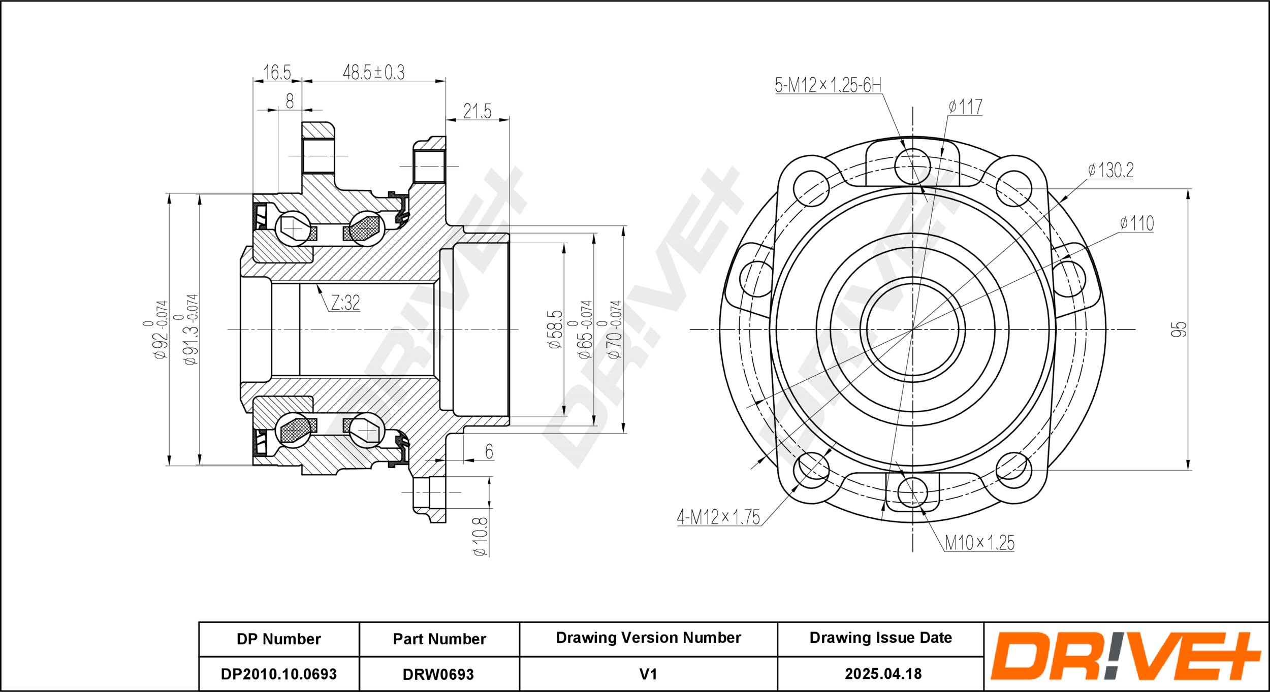 DR!VE+ Hjullejesæt dp2010100693 foraksel for JEEP LANCIA