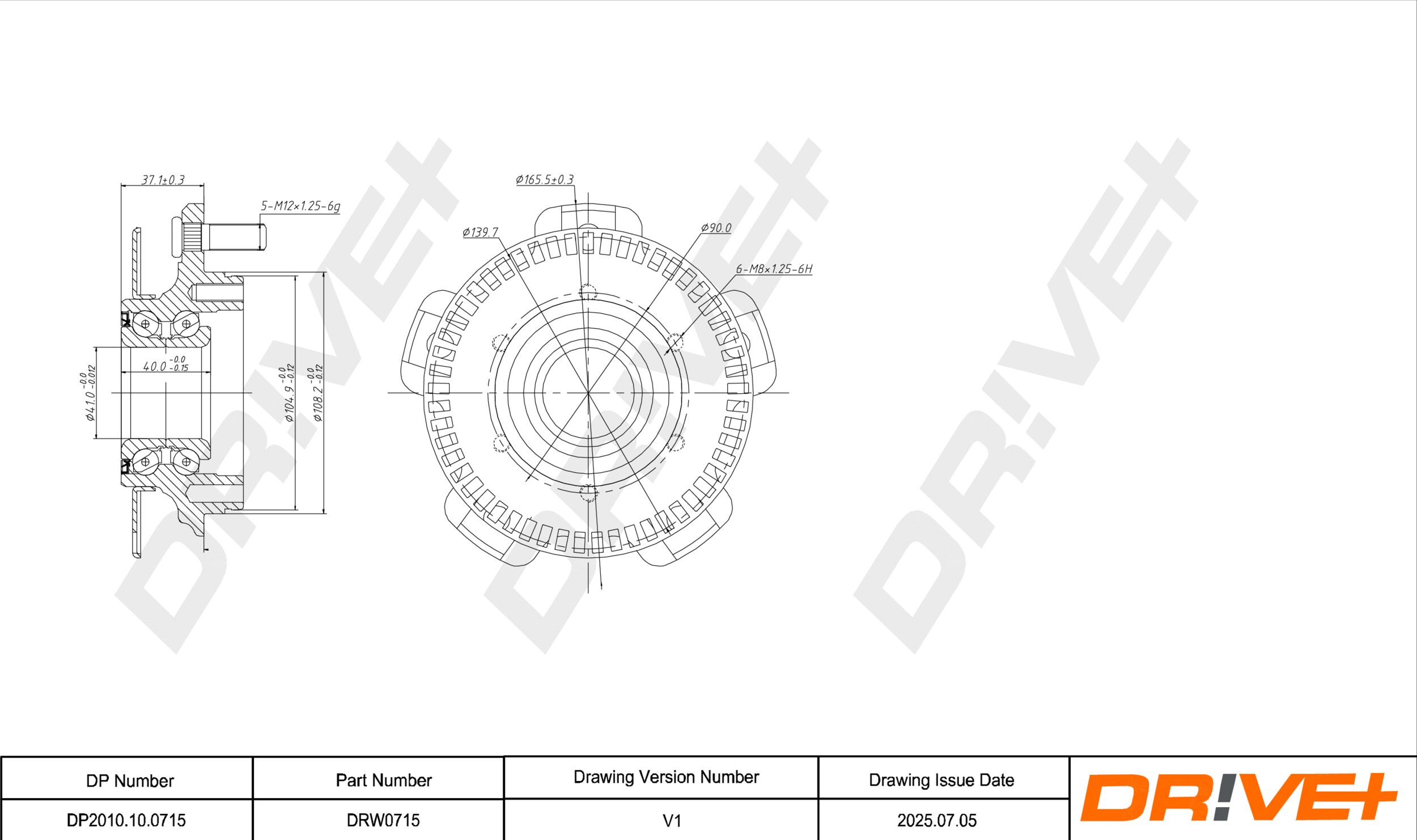 DR!VE+ Hjullejesæt dp2010100715 foraksel for MAZDA MAZDA (CHANGAN) SUZUKI