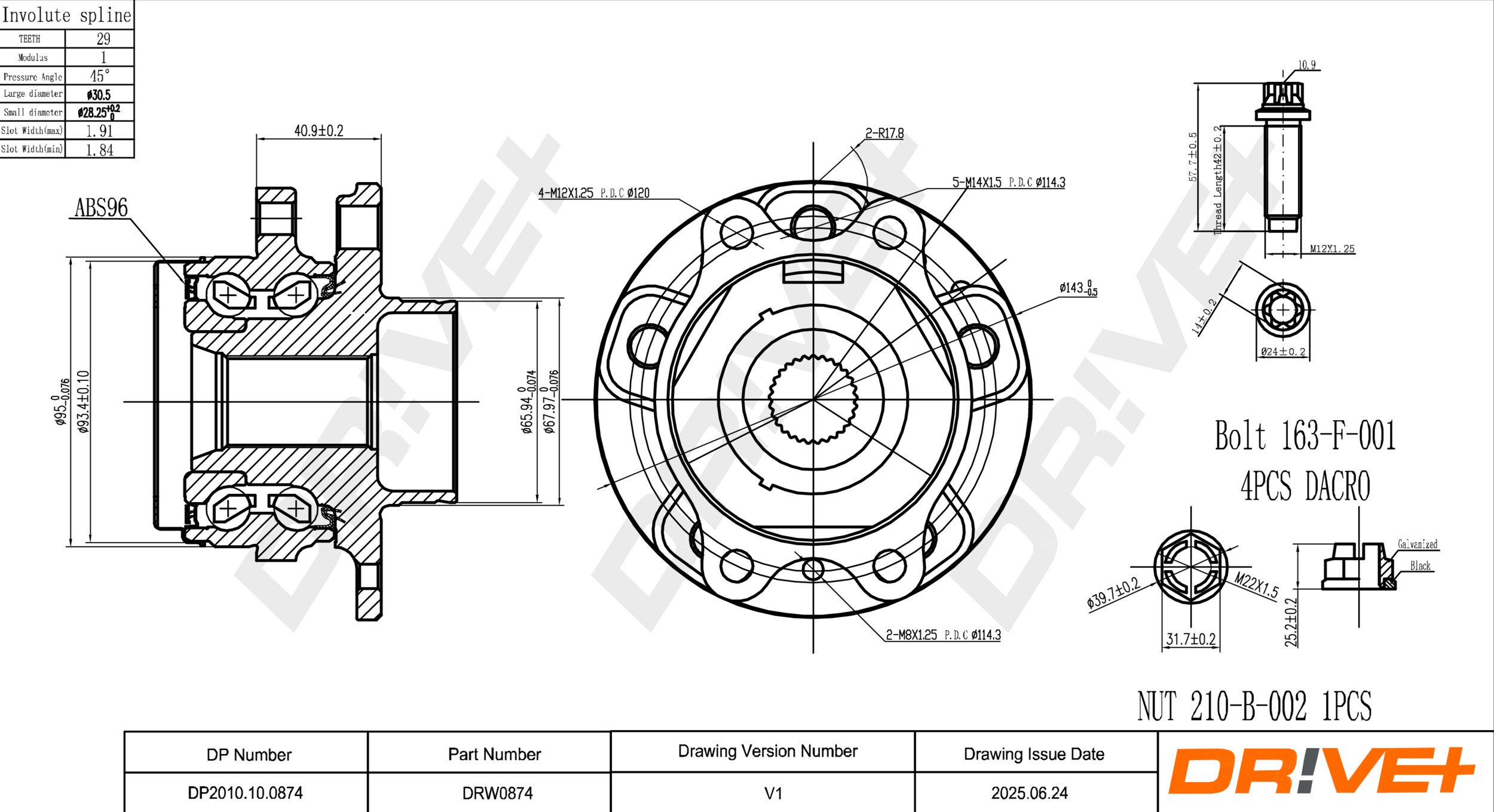 DR!VE+ Hjullejesæt dp2010100874 foraksel for OPEL GENERAL MOTORS NISSAN RENAULT