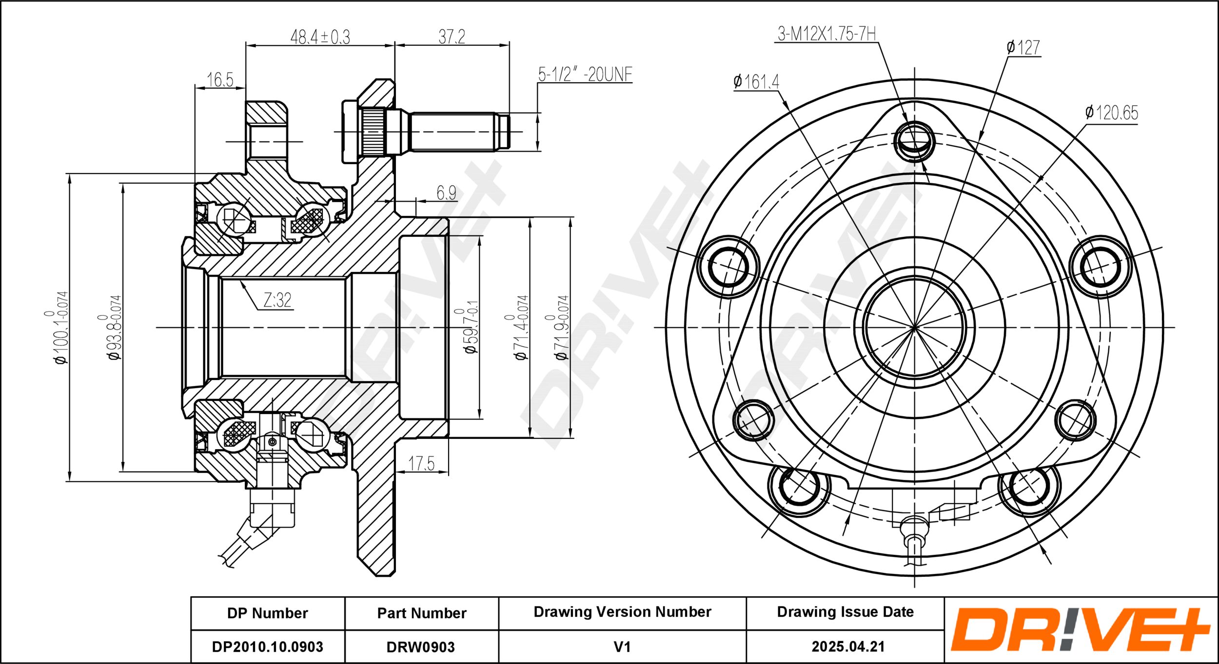 DR!VE+ Hjullejesæt dp2010100903 foraksel for FIAT JEEP