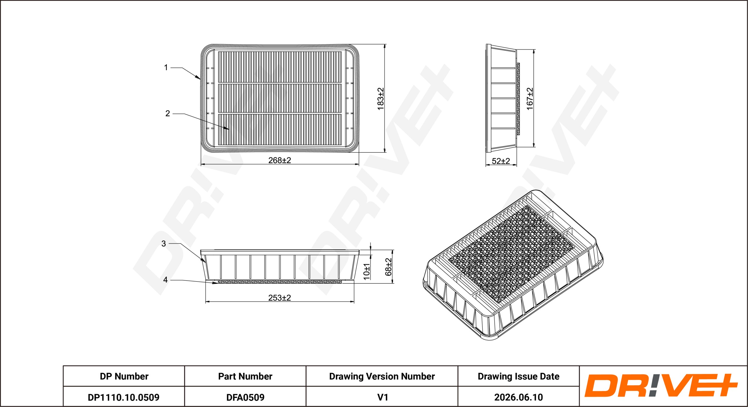 DR!VE+ Luftfilter dp1110100509 Filterindsats 55mm for PEUGEOT MITSUBISHI CITROËN ROVER/AUSTIN GENERIC