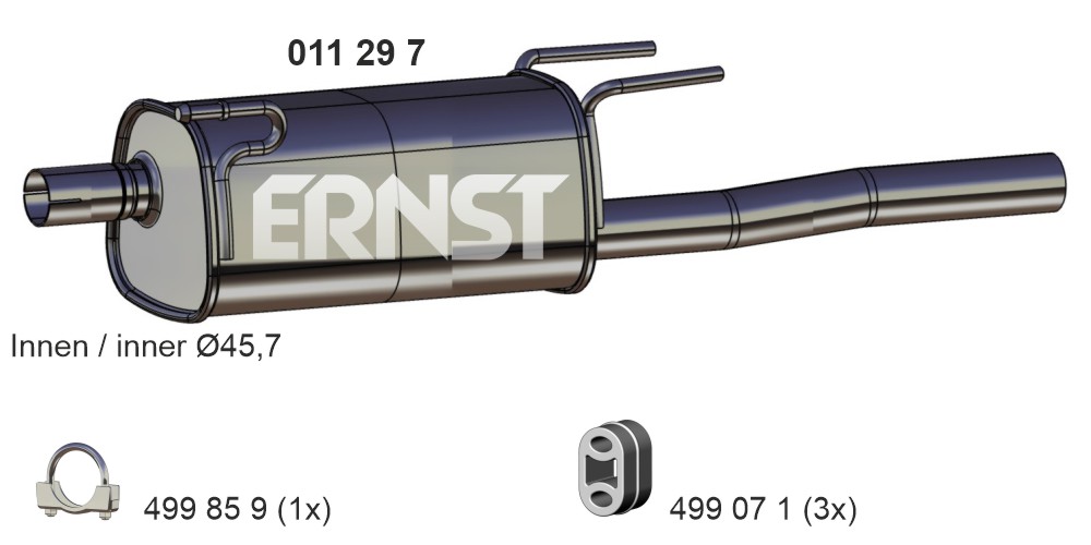 ERNST Bagerste lyddæmper 011297 for OPEL GENERAL MOTORS