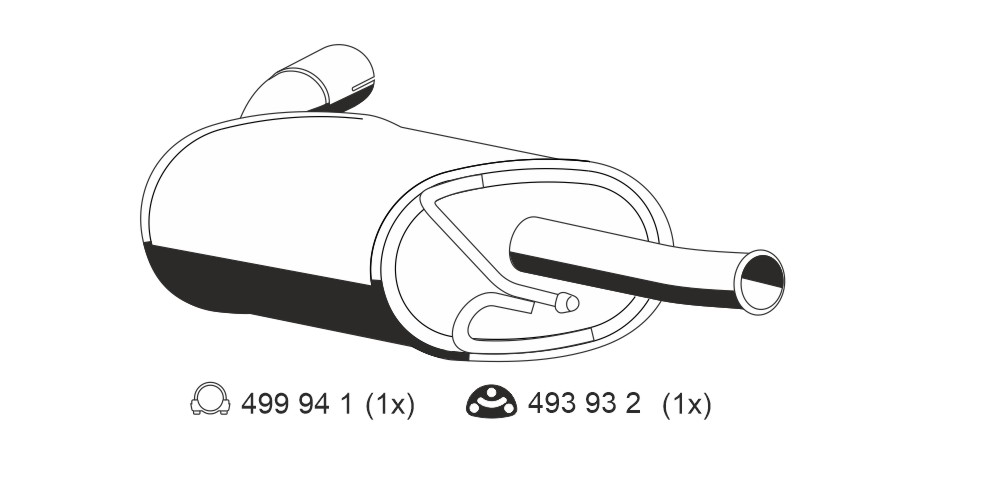 ERNST Bagerste lyddæmper 515085 for FIAT PEUGEOT CITROËN