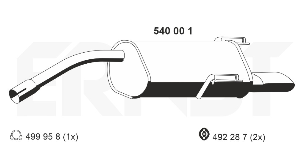 ERNST Bagerste lyddæmper 540001 for ALFA ROMEO
