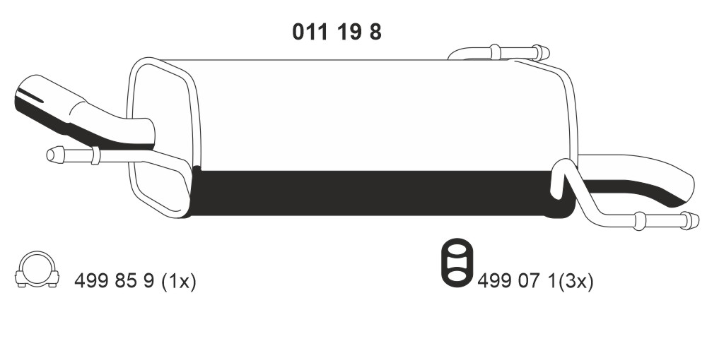 ERNST Bagerste lyddæmper 011198 for OPEL GENERAL MOTORS