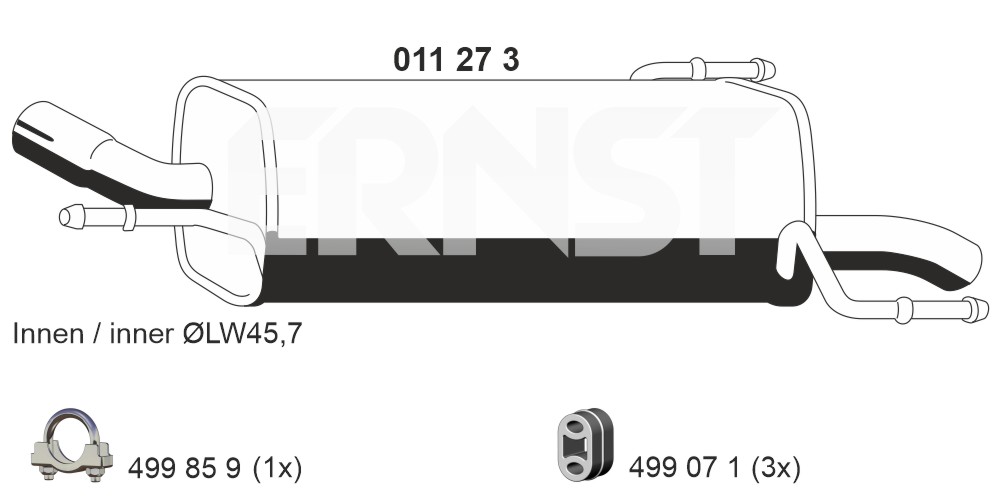 ERNST Bagerste lyddæmper 011273 for OPEL GENERAL MOTORS