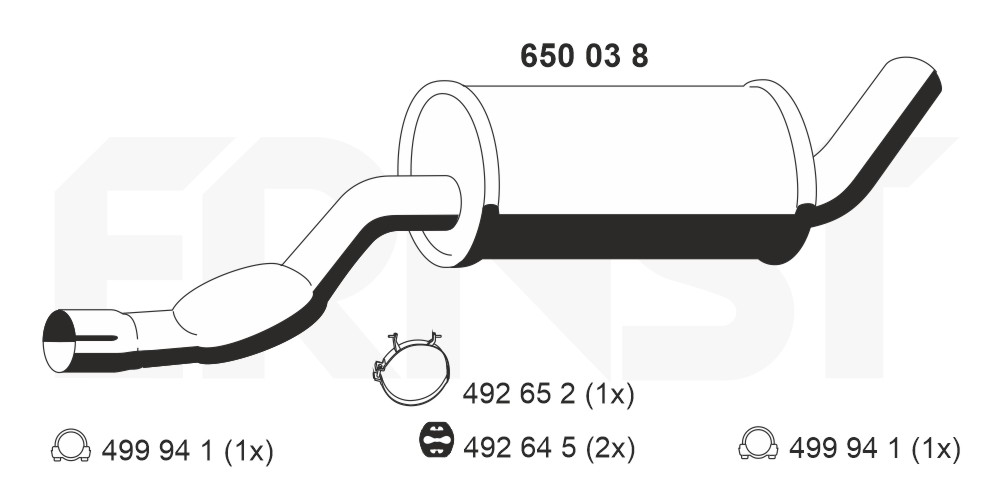 ERNST Midterste lyddæmper 650038 for VOLVO