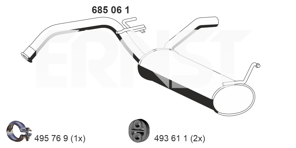 ERNST Bagerste lyddæmper 685061 for CITROËN TOYOTA