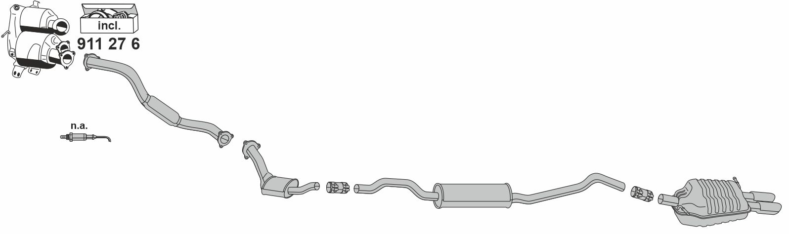 ERNST Bagerste lyddæmper 011228 for OPEL GENERAL MOTORS