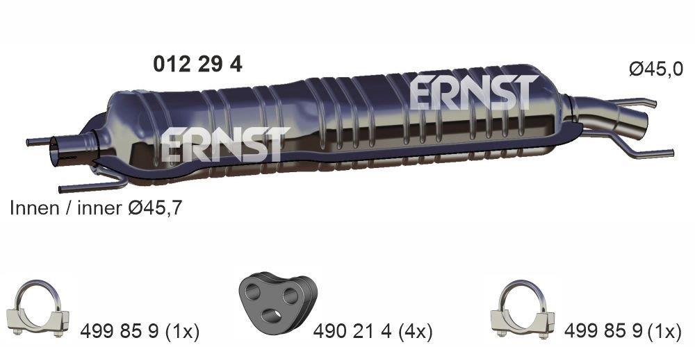 ERNST Midterste lyddæmper 012294 for OPEL GENERAL MOTORS