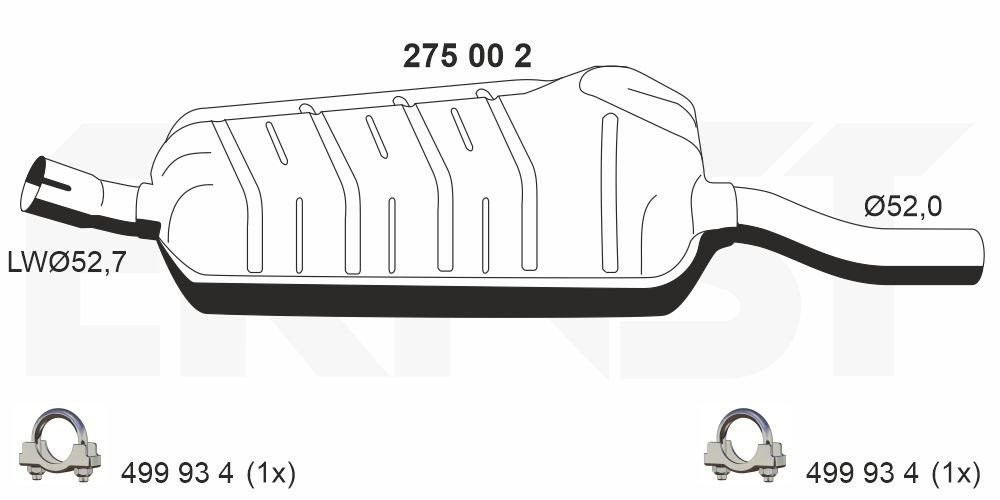 ERNST Midterste lyddæmper 275002 for BMW