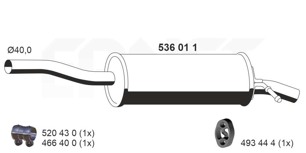 ERNST Bagerste lyddæmper 536011 for RENAULT