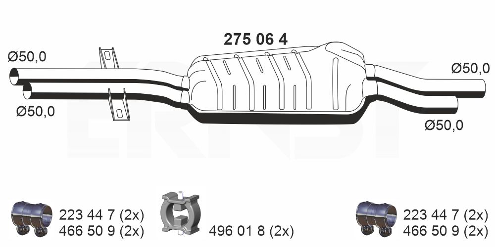 ERNST Midterste lyddæmper 275064 for BMW