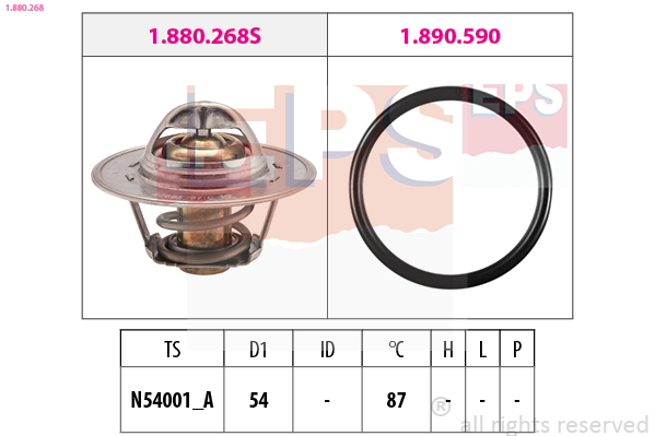 EPS Termostat, kølemiddel 1880268 for CITROËN VW SEAT