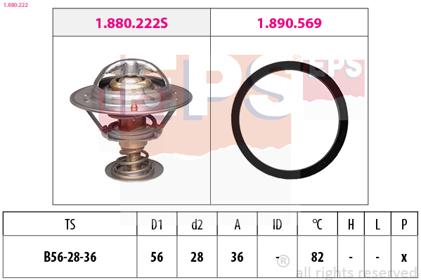 EPS Termostat, kølemiddel 1880222 for TOYOTA LEXUS MINI