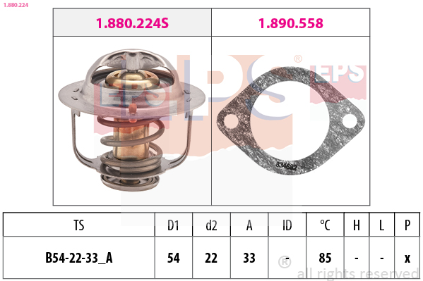 EPS Termostat, kølemiddel 1880224 for OPEL VAUXHALL HONDA MAZDA