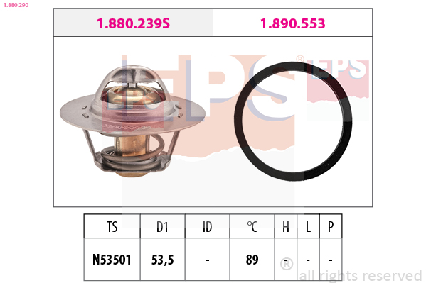 EPS Termostat, kølemiddel 1880290 for PEUGEOT CITROËN FIAT LANCIA