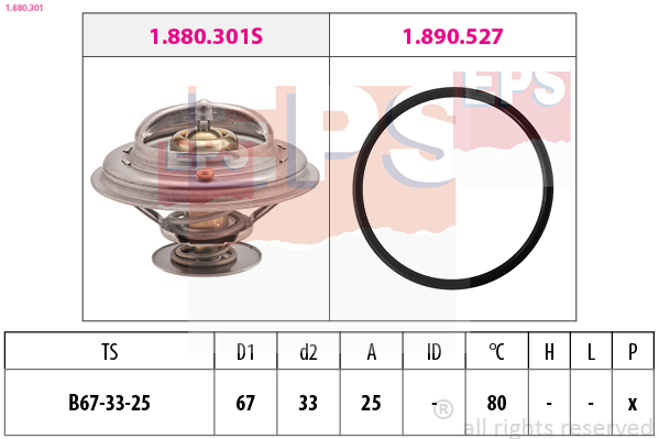 EPS Termostat, kølemiddel 1880301 for OPEL BMW LAND ROVER