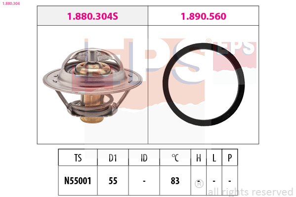EPS Termostat, kølemiddel 1880304 for PEUGEOT LANCIA