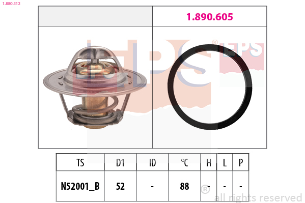 EPS Termostat, kølemiddel 1880312 for LAND ROVER ROVER
