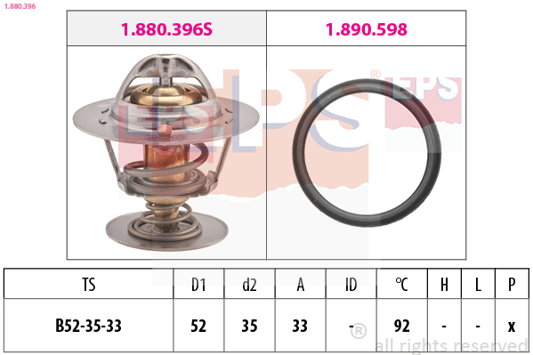 EPS Termostat, kølemiddel 1880396 for FORD MAZDA