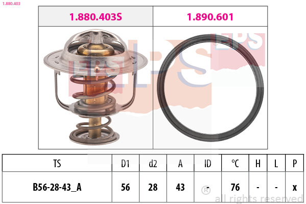EPS Termostat, kølemiddel 1880403 for FUSO (MITSUBISHI) FIAT MITSUBISHI