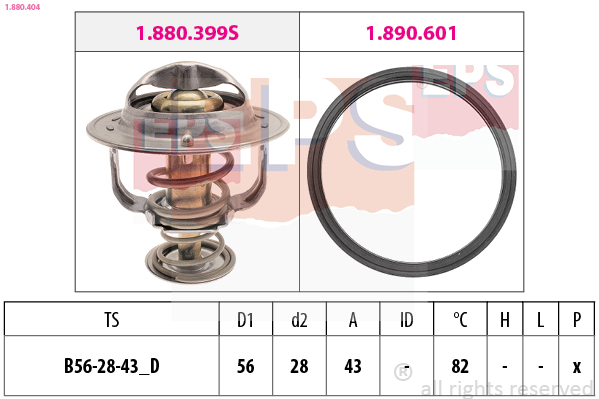 EPS Termostat, kølemiddel 1880404 for VOLVO SMART MITSUBISHI