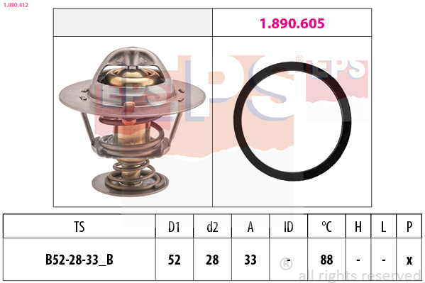 EPS Termostat, kølemiddel 1880412 for FORD USA FORD PEUGEOT DS FIAT JAGUAR MAZDA LAND ROVER