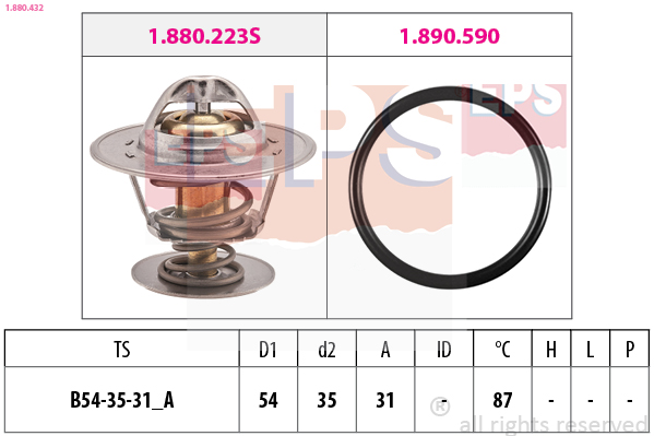 EPS Termostat, kølemiddel 1880432 for FORD VW