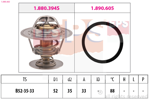 EPS Termostat, kølemiddel 1880483 for FORD