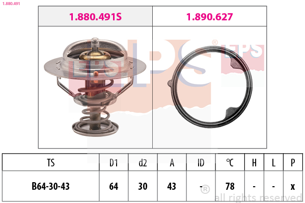 EPS Termostat, kølemiddel 1880491 for HONDA ACURA