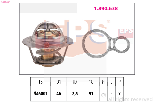 EPS Termostat, kølemiddel 1880524 for FIAT MINI CHRYSLER
