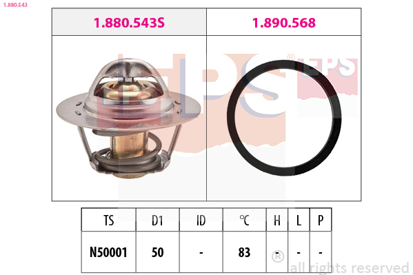 EPS Termostat, kølemiddel 1880543 for NISSAN RENAULT DACIA