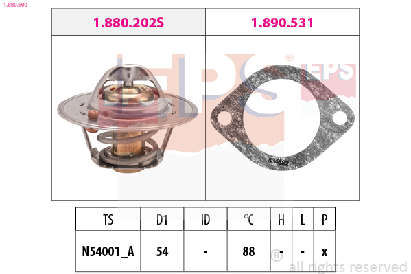 EPS Termostat, kølemiddel 1880600 for FORD