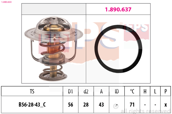 EPS Termostat, kølemiddel 1880650 for OPEL GENERAL MOTORS NISSAN RENAULT TRUCKS