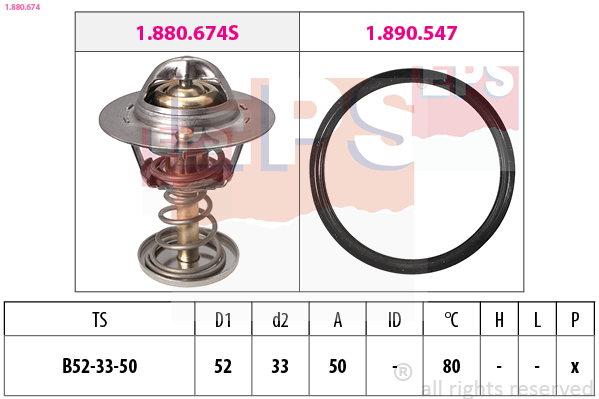 EPS Termostat, kølemiddel 1880674 for PEUGEOT DAIHATSU TOYOTA