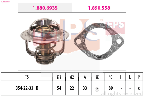 EPS Termostat, kølemiddel 1880693 for OPEL VAUXHALL