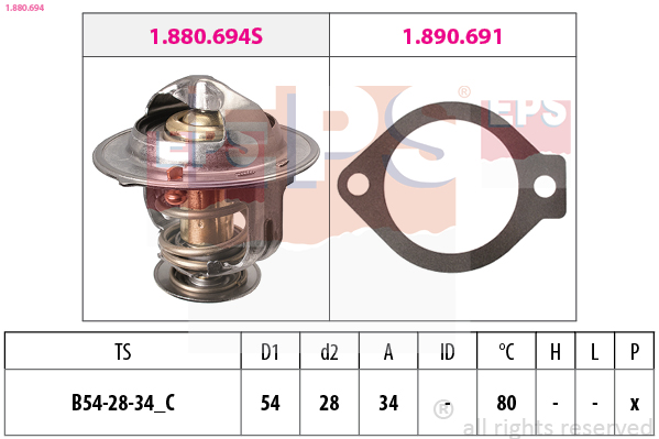 EPS Termostat, kølemiddel 1880694 for OPEL DAEWOO