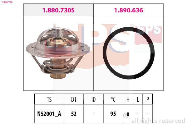 EPS Termostat, kølemiddel 1880730 for RENAULT NISSAN INFINITI