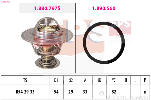 EPS Termostat, kølemiddel 1880797 for OPEL CHEVROLET