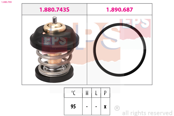 EPS Termostat, kølemiddel 1880799 for VW