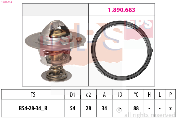 EPS Termostat, kølemiddel 1880834 for KIA