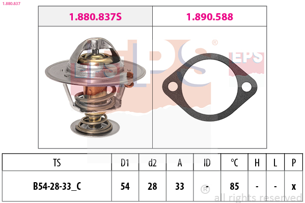 EPS Termostat, kølemiddel 1880837 for KIA