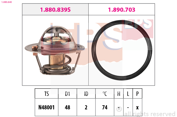 EPS Termostat, kølemiddel 1880840 for FORD
