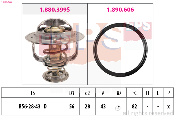 EPS Termostat, kølemiddel 1880848 for PEUGEOT FIAT